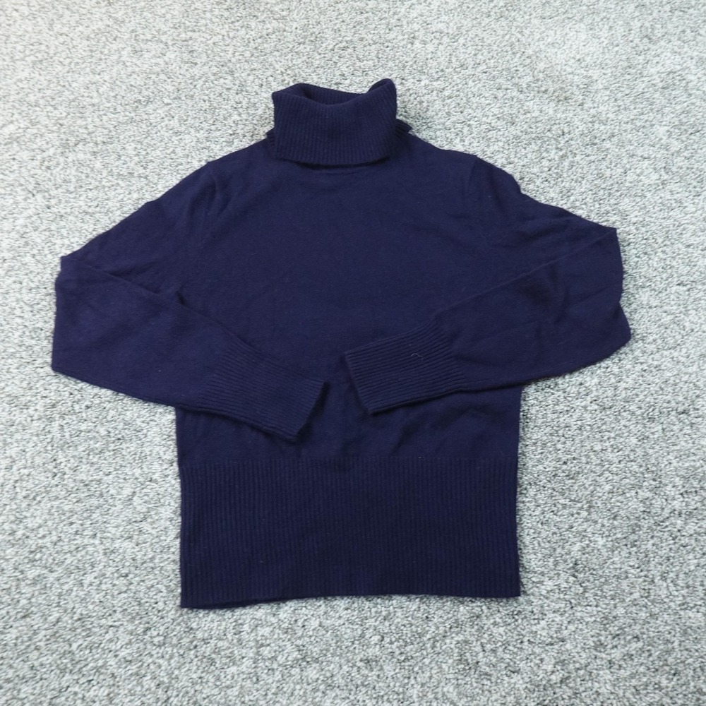 Daniel Bishop Sweater Womens M Blue Cashmere Cowl Turtleneck Knit Pullover Cozy
